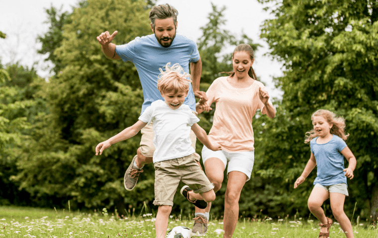 happy family playing